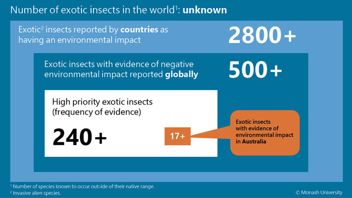 Number of exotic insects in the world